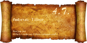 Ambrus Tibor névjegykártya